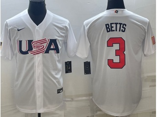 Team USA #3 Mookie Betts Jersey White