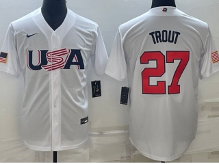 Team USA  #27 Mike Trout Jersey White