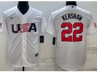 Team USA #22 Clayton Kershaw Jersey White 