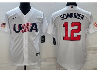 Team USA #12 Kyle Schwarber Jersey White