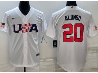 Team USA #20 Pete Alonso Jersey White