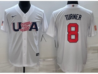 Team USA #8 Justin Turner Jersey White