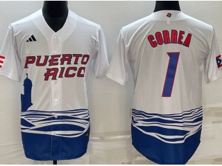Puerto Rico #1 Carlos Correa Jersey White