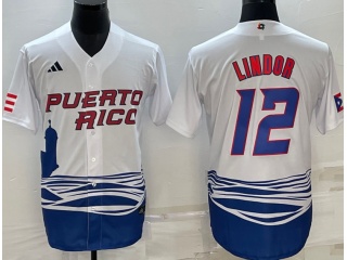 Puerto Rico #12 Francisco Lindor Jersey White