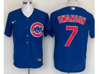 Nike Chicago Cubs #7 Dansby Swanson Cool Base Jersey Blue