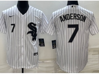 Nike Chicago White Sox #7 Tim Anderson Cool Base Jersey White