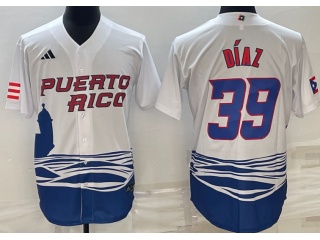 Puerto Rico #39 Edwin Diaz Jersey White 