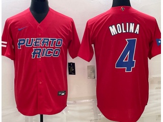 Puerto Rico #4 Yadier Molina Jersey Red 