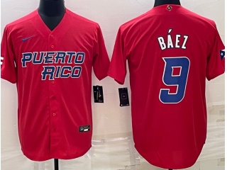 Puerto Rico #9 Javier Baez Jersey Red
