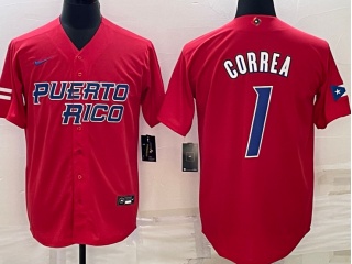 Puerto Rico #1 Carlos Correa Jersey Red