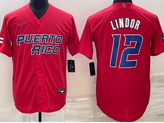 Puerto Rico #12 Francisco Lindor Jersey Red
