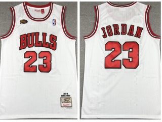 Chicago Bulls #23 Michael Jordan Throwback With Finlas Pacth Jersey White 