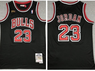 Chicago Bulls #23 Michael Jordan Throwback With Finlas Pacth Jersey Black 
