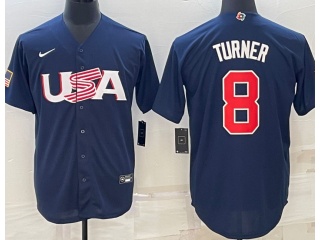 Team USA #8 Justin Turner Jersey Blue 