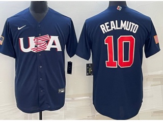 Team USA #10 J.T. Realmuto Jersey Blue