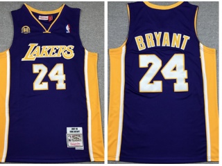  Los Angeles Lakers #24 Kobe Bryant Throwback With 60th Patch Jersey Purple 