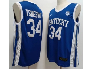 Kentucky Wildcats #34 Oscar Tshiebwe Jersey Blue