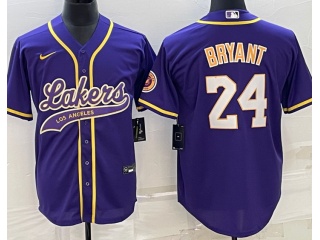 Los Angeles Lakers #24 Kobe Bryant Baseball Jersey Purple