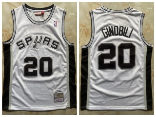 San Antonio Spurs #20 Manu Ginóbili Throwback Jersey White