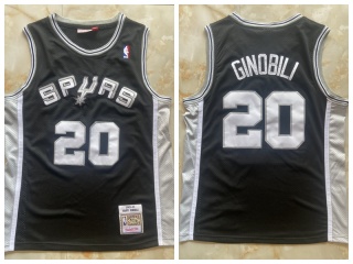 San Antonio Spurs #20 Manu Ginóbili Throwback Jersey Black