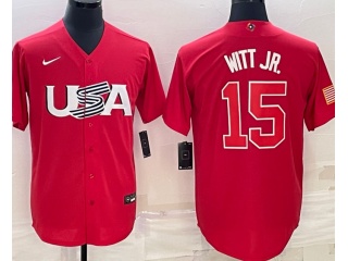 Team USA #15 Bobby Witt Jr. Jersey Red