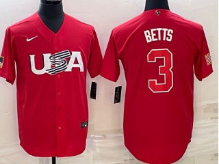 Team USA #3 Mookie Betts jersey Red 