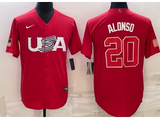 Team USA #20 Pete Alonso Jersey Red