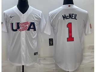 Team USA #1 Jeff Mcneil Jersey White