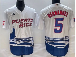 Puetro Rico #5 Enrique Hernandez Jersey White