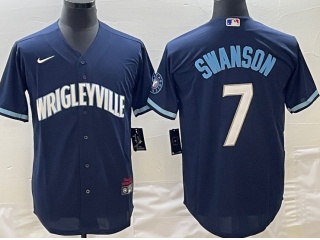 Nike Chicago Cubs #7 Dansby Swanson City Cool Base Jersey Blue