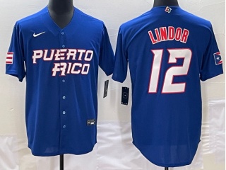 Puerto Rico #12 Francisco Lindor Jersey Blue
