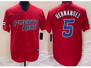 Puetro Rico #5 Enrique Hernandez Jersey Red