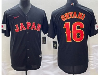 Japan #16 Shohei Ohtani Jersey Black