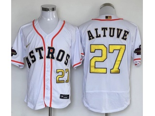 Houston Astros #27 Jose Altuve 2023 Champion Flexbase Jersey White Gold