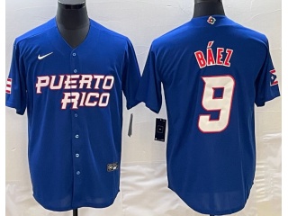 Puerto Rico #9 Javier Baez Jersey Blue 