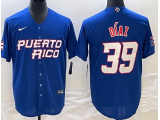 Puerto Rico #39 Edwin Diaz Jersey Blue
