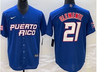 Puerto Rico #21 Robert ClementeJersey Blue