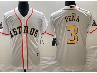 Houston Astros #3 Jeremy Pena 2023 Champion Cool Base Jersey White Gold 