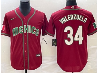 Mexico #34 Fernando Valenzuela Jersey Red 