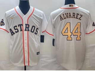 Houston Astros #44 Yordan Alvarez 2023 Champion Cool Base Jersey White Gold 