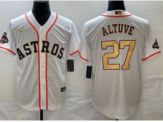 Houston Astros #27 Jose Altuve 2023 Champion Cool Base Jersey White Gold