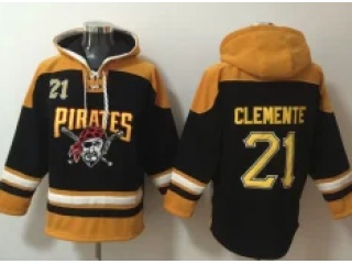 Pittsburgh Pirates #21 Robert Clemente Hoodies Black