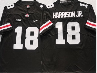 Ohio State Buckeyes #18 Marvin Harrison Jr With White Number Limited Jersey Black