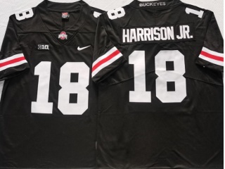 Ohio State Buckeyes #18 Marvin Harrison Jr With White Number Limited Jersey Black 