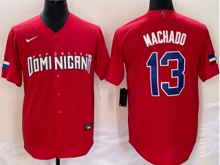República Dominicana #13Manny Machado Jersey Red