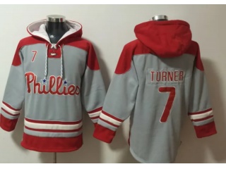 Philadelphia Phillies #7 Trea Turner Hoodies Grey