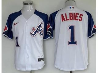 Atlanta Braves #1 Ozzie Albies City Cool Base Jersey White 