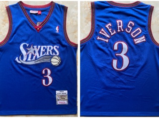 Philadelphia 76ers #3 Allen Iverson Throwback Jersey Blue