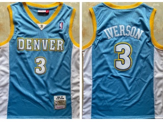 Denver Nuggets #3 Allen Iverson Throwback Jersey Light Blue