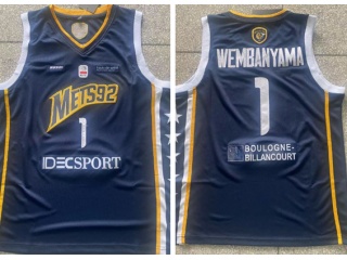 Levallois Metropolitans Mets92 #1 Victor Wembanyama Jerseys Dark Blue 